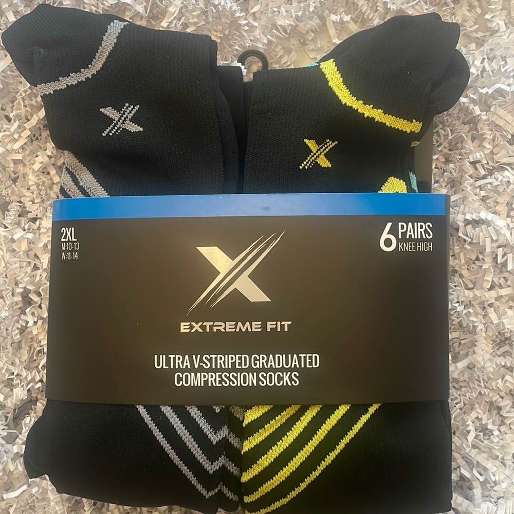 Bundle of Six prs Compression Socks New with Tag size 2XL 15-20mmHg comp…
